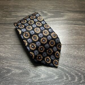 Ermenegildo Zegna Black and Gold Floral Tie